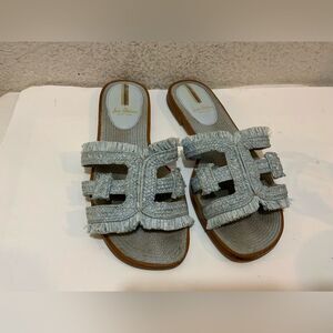 Sam Edelman Woven Bay Slide Sandal - Riviera Blue Raffia- Size 7.5